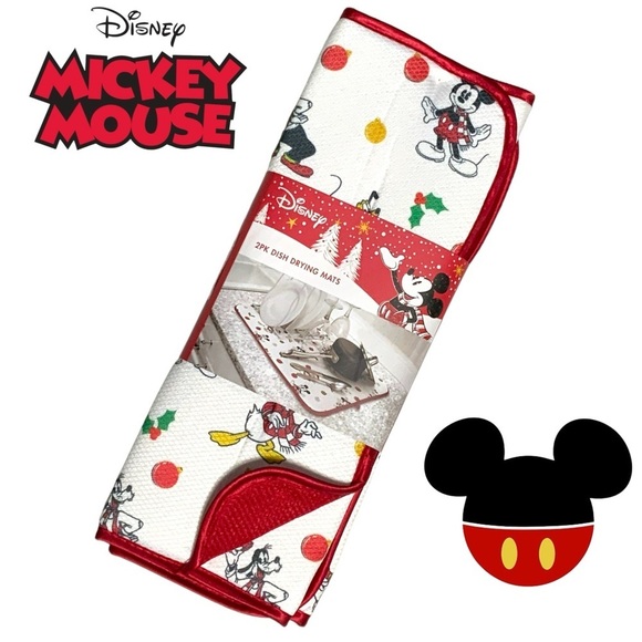 Disney Holiday Set Kitchen Drying Mats Absorbent Christmas Mickey 2 Pack Set - Picture 15 of 15